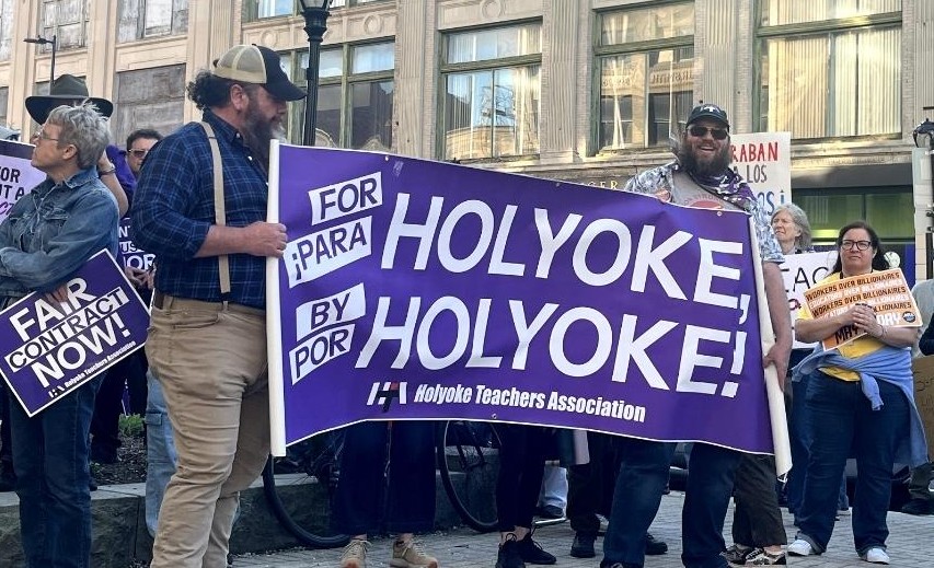 Union members at rally in Holyoke for the Holyoke Teachers Association