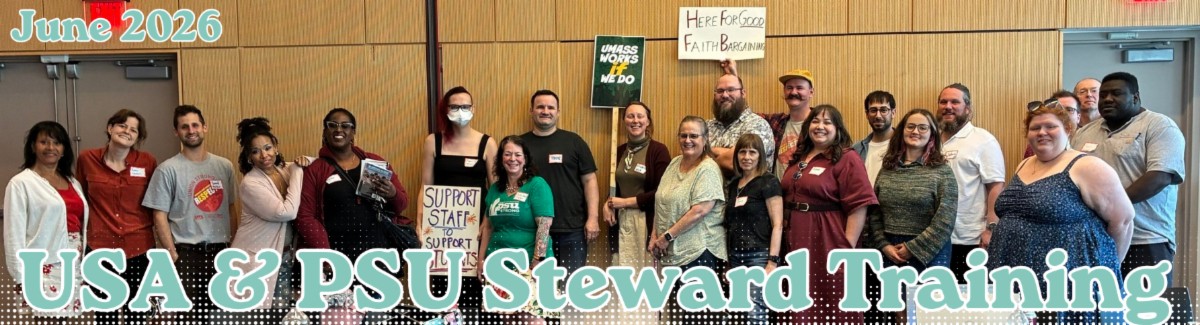 Group of union members with overlay, June 2026 USE & PSU Steward Training