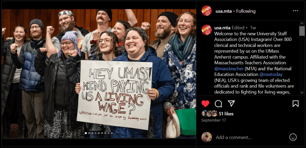 Screenshot of USA's first Instagram post.